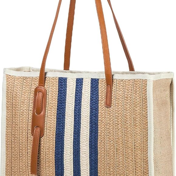 Straw Tote Bag Large Capacity Vacation Beach Handbag for Summer Travel - Picture 1 of 6